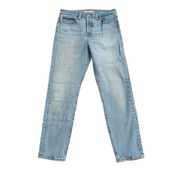 2018 Levi’s 501 Wedgie Big E Reissue Button Fly Straight Leg Jeans Lt Blue Wash - Picture 4 of 12